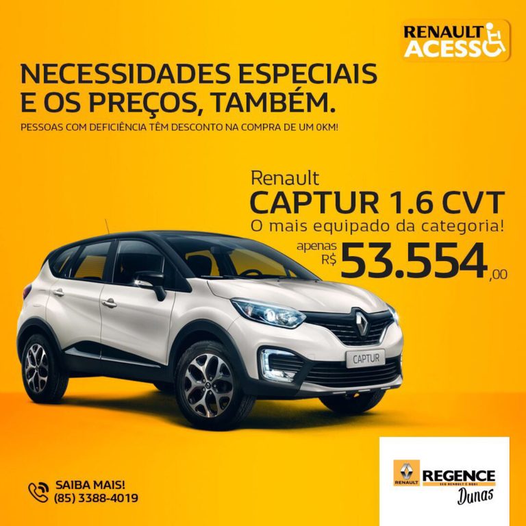 Renault Regence Dunas está com vantagens diferenciadas para pessoas com deficiência